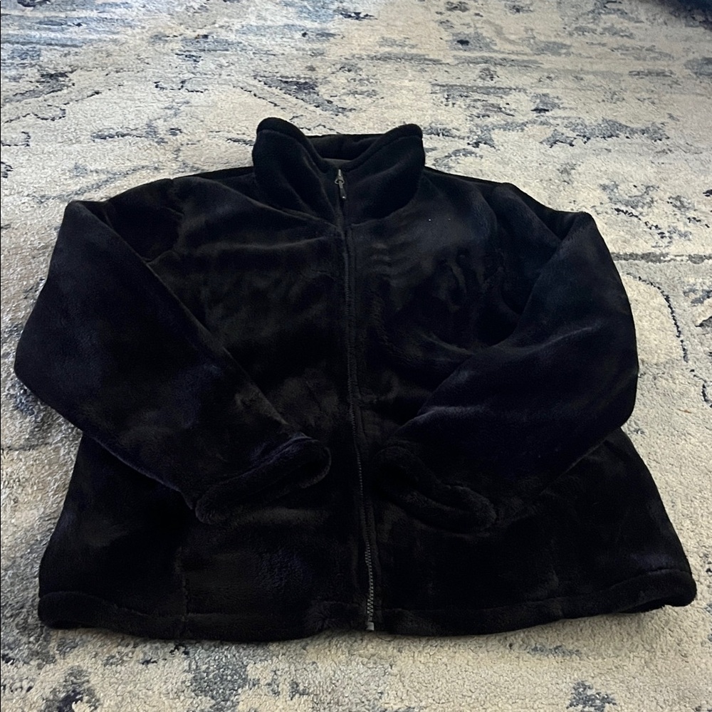 Black Fluffy Zip-Up Jacket